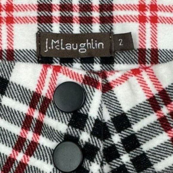 NWT J. McLaughlin Women's Cream Black Red Winthrop Plaid Yara Velvet Pants - Picture 9 of 16